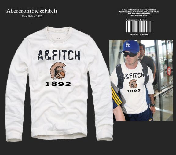 Abercrombie Fitch Hombres De Cuello Redondo Con Gente Fotos Largo Remera AF6076